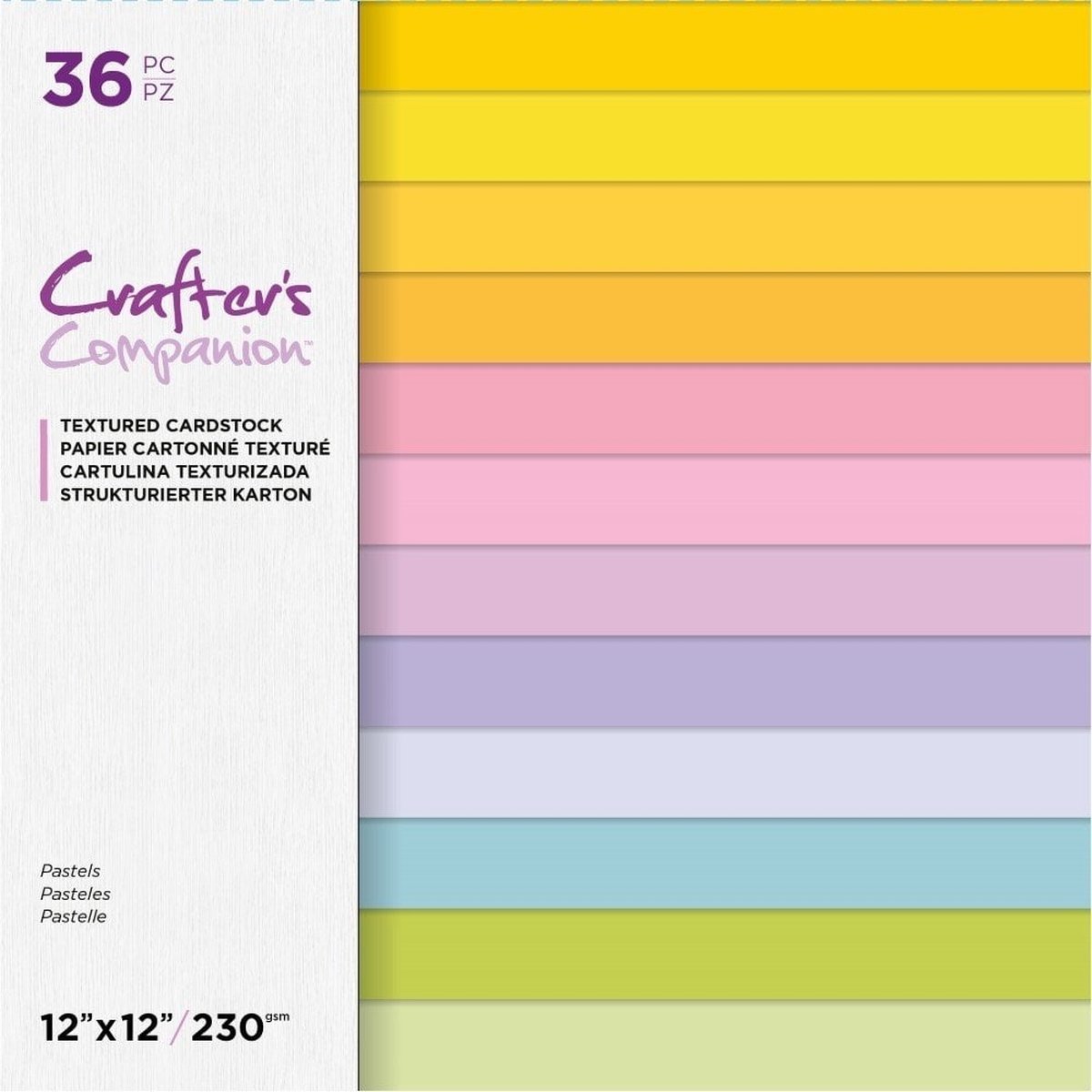 Pastels 12x12 Inch Textured Cardstock (CC-PAD12-TEX-PA)